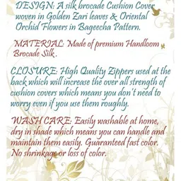 RoyalDeco Bageecha Peach-Coloured 4 Pieces Ethnic Brocade Silk Square Cushion Covers image 2