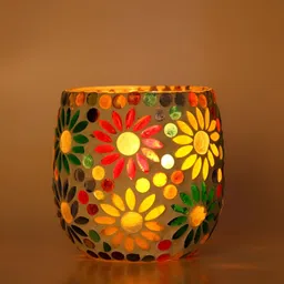 1ST TIME White & Red 2 Pieces Textured Glass Candle Holders image 5