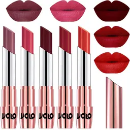 VOLO Set Of 5 Creme Matte Lipstick-3.5g Each-Plum 36-Pink 41-Maroon 42- Red 43-Orange 49 image 1