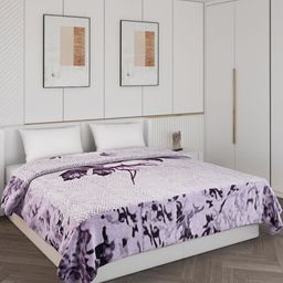 Monte Carlo Purple & Violet 900 GSM Floral Heavy Winter Double Bed Blanket-picture-28