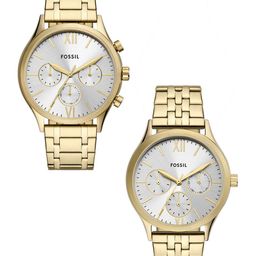 Fossil Unisex Patterned Dial & Stainless Steel Straps Analogue Watch AK_BQ2899SET-picture-2