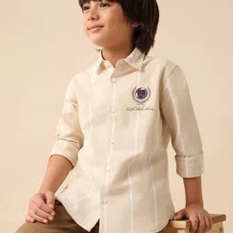 U.S. Polo Assn. Kids Boys Vertical Striped Spread Collar Pure Cotton Casual Shirt-picture-43