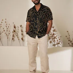 Pratha-house of linen Comfort Floral Printed Spread Collar Linen Shirt-picture-29