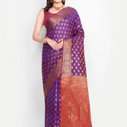 AKSH FASHION Purple Silk Blend Sarees-picture-26