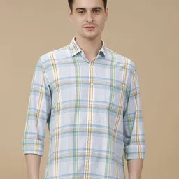 CAVALLO by Linen Club Contemporary Slim Fit Tartan Checked Casual Shirt-image-76