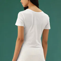 DressBerry Women Solid Round Neck Pure Cotton T-shirt image 5