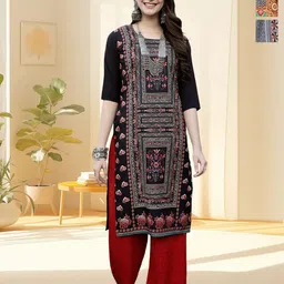 HERE&NOW Women Pack of-3 Ethnic Motif Printed Crepe Kurta-picture-13