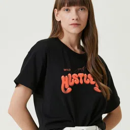MISCHIEF MONKEY Women Printed Applique T-shirt-image-55