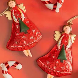 The Zappy Box 2-Pcs Red Metal Fairy Decorative Hangings Festive Decor-picture-31