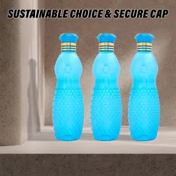 Aura Blue & Black 9 Pieces Textured Water Bottles-1 L Each image 5