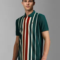 Louis Philippe Sport Men Striped Polo Collar Cotton Slim Fit T-shirt image 3