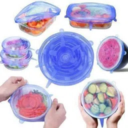 ablue clipper Reusable Silicone Jar Lids Stretchable Airtight 2.6 inch, 3.8 inch, 4.5 inch, 5.7 inch, 6.5 inch, 8.3 inch Lid Set, Pack of 6 image 4
