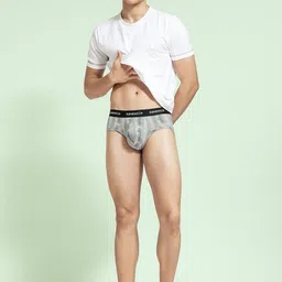 DaMENSCH Men Anti-Odour Printed Mid Rise Basic Brief-BR1088-GLTGRE image 4