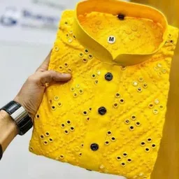 BH FAB Men Yellow Cotton Kurtas image 2