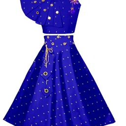 Sangria Girls Embellished Mirror Work Round Neck Lehenga Choli With Blouse-picture-43