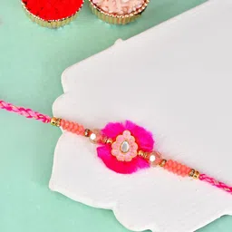 Aapno Rajasthan Artificial Stones & Beads Rakhi With Greeting Card & Roli Chawal-picture-48