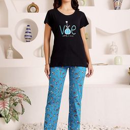 Bodycare Women Printed Pure Cotton T-Shirt & Pyjamas Night suit-picture-29