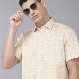 ColorPlus Geometric Printed Pure Cotton Casual Shirt-image-24