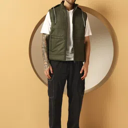 Christy World Men Hooded Solid Gilet Jacket image 2