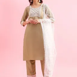 KALINI Women Ethnic Motifs Embroidered Kurta with Trousers & Dupatta-picture-37
