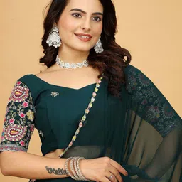 K 5 Fashion Embroidered Pure Georgette Saree image 4