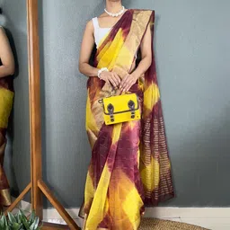 all about you Tie and Dyed Zari Border Organza Saree image 4