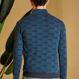 Campus Sutra Men Stand Collar Geometric Printed Lightweight Cotton Bomber Jacket image 3