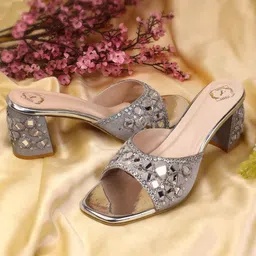 YASSIO Embellished Ethnic Block Sandals image 1