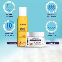 Sanfe Set Of Spray Away Hair Removal & Glycoclear Instalite Tan Removal Wipe-Off Cream image 5