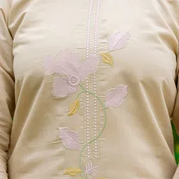 SANISA Women Beige Cotton Blend Kurta Sets image 2