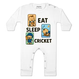 Arvesa Kids-Unisex White Cotton Rompers-picture-19