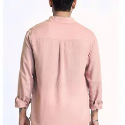 XKIND Men Solid Spread Collar Linen Casual Shirt image 2