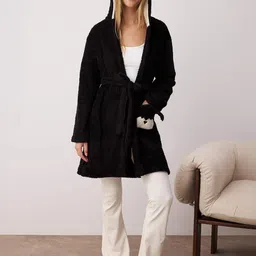 Trendyol Hooded Long Sleeves Open Front Robe-picture-15