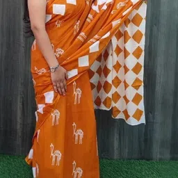 Lovwear Orange Pure Cotton Sarees-picture-7