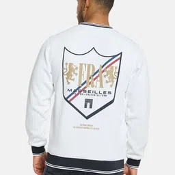 Octave Typography Printed Sweatshirt with Contrasting Edges image 3