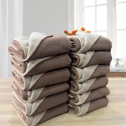 LABHAM Euphoria 12Pcs Brown 450GSM Reversible Hand Towels image 2