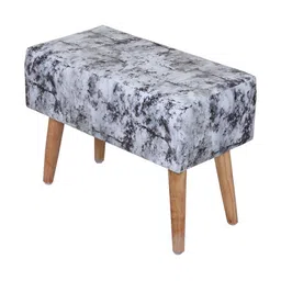 Shadowkart Black & Grey Printed Wooden & Velvet Mudda Pouffe Ottoman image 4
