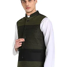 ESSENTIELE Men Striped Woven Nehru Jacket image 2