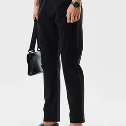 Snitch Men Black Mid-Rise Slim Fit Chinos Trousers-image-88
