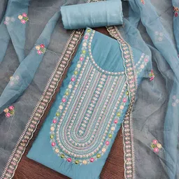 Blissta Floral Embroidered Unstitched Dress Material-picture-27