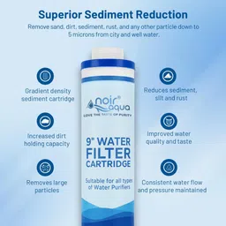 noir aqua 9" MLT Threaded Pre Filter Cartridge PP Yarn, RO Water Purifier Candle Wound Filter Cartridge image 2