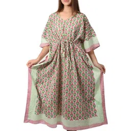 Fabric Venue Floral Printed Cotton Kaftan Maxi Dress-picture-17