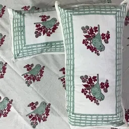 Alankaran designs White & Grey 120 TC Bedsheet with 2 Pillow Covers image 5