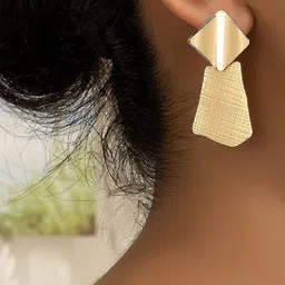 COLOUR OUR DREAMS Gold-Plated Diamond Shaped Drop Earrings image 5