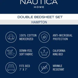 Nautica Pink & Off White Striped 210 TC King Bedsheet with 2 Pillow Covers image 3