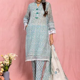 HERE&NOW Women Ethnic Motifs Printed Kurta with Trousers & Dupatta-picture-41