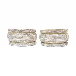 LLL FASHION Silver Glass Artificial Stones & Beads Bangle image 2