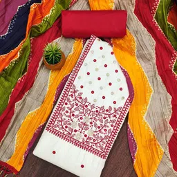 Panzora Floral Embroidered Embellished Silk Cotton Unstitched Dress Material-image-60