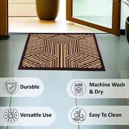 Kuber Industries Brown & Grey 4 Pieces Chevron Printed Anti-Skid Doormats image 4