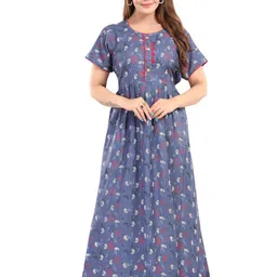 TRUNDZ Women Printed Short Sleeves Maxi Nightdress-image-42